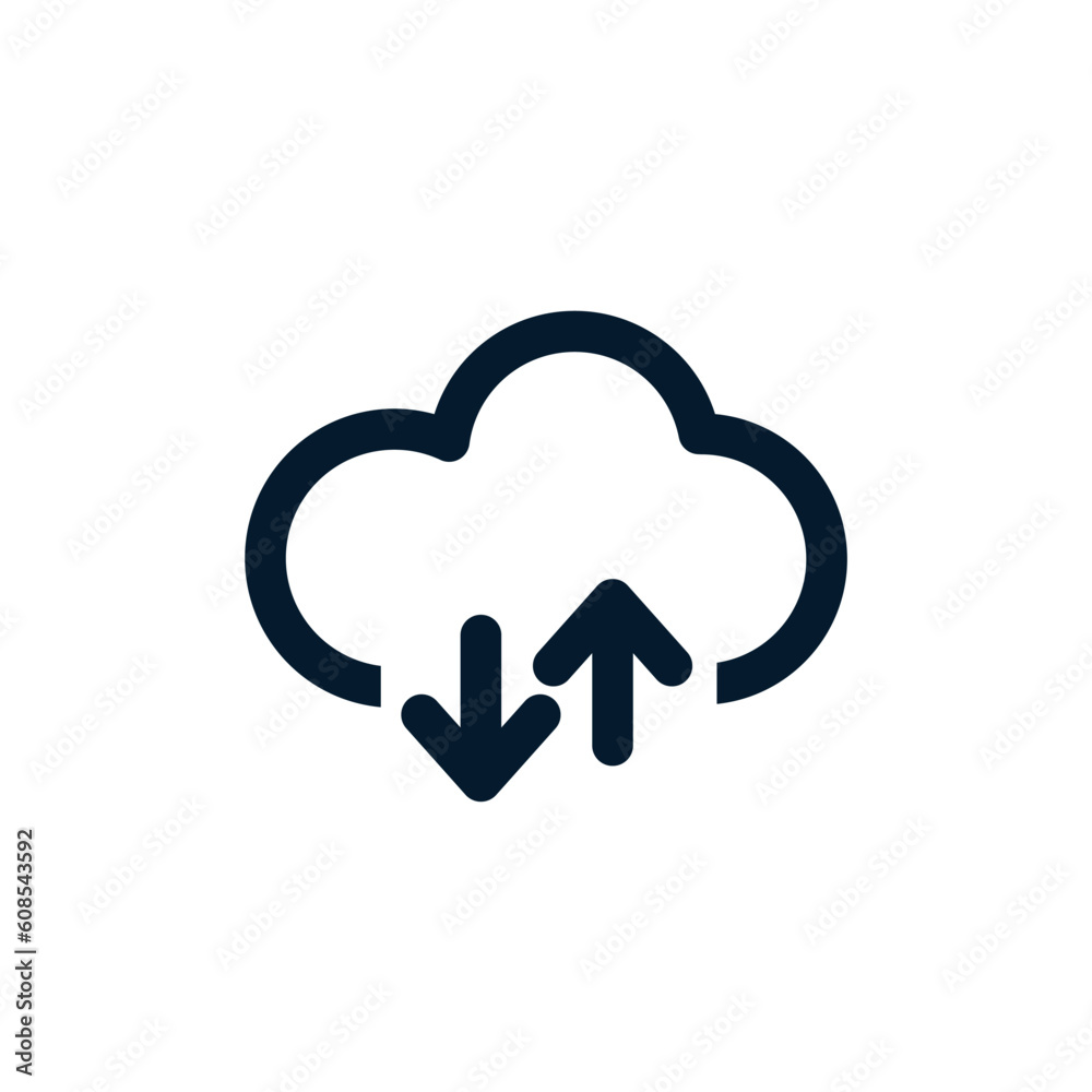 Concept of download from cloud storage. Vector icon isolated on white background. Concept of download from cloud storage. Vector icon isolated on white background.