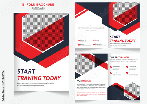Modern GYM bi-fold brochure design Template Fitness training center