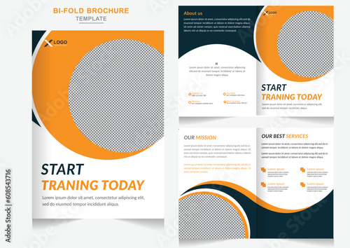Modern GYM bi-fold brochure design Template Fitness training center