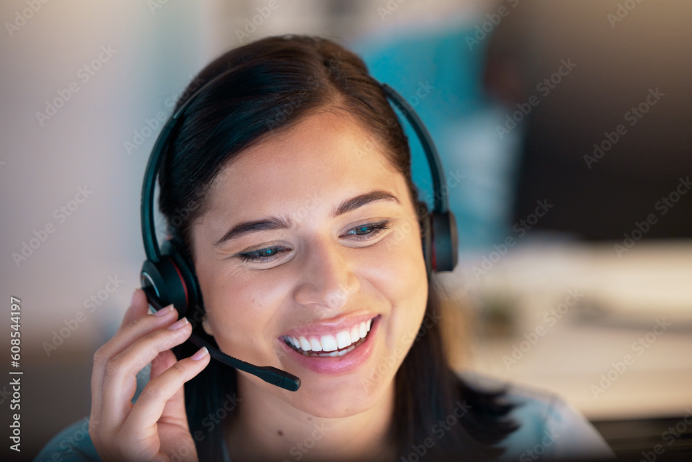 Call center, smile and business woman in office for customer service, telemarketing or support. Crm, contact us and happy female sales agent, consultant or employee working, consulting and help desk. Call center, smile and business woman in office for customer service, telemarketing or support. Crm, contact us and happy female sales agent, consultant or employee working, consulting and help desk.