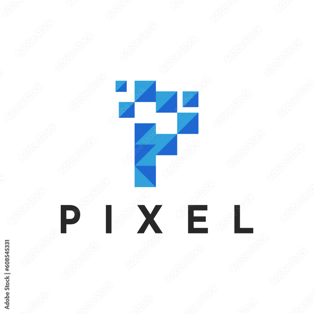 P Pixel Letter Logo Design Idea P Pixel Letter Logo Design Idea