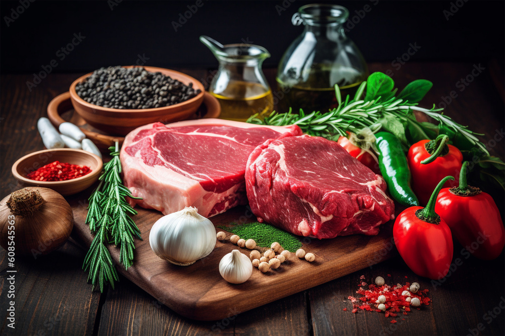 raw beef steak with vegetables generative ai raw beef steak with vegetables generative ai