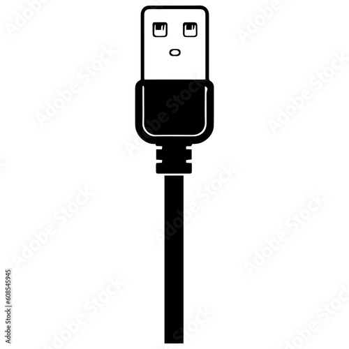 Charging Cable Logo Monochrome Design Style