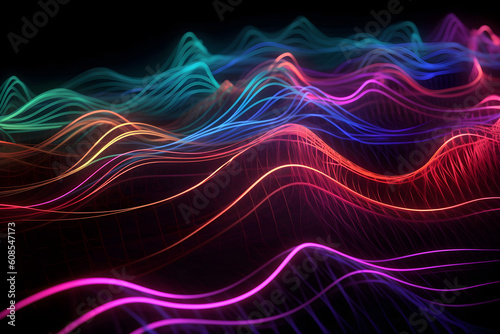 abstract background with neon glowing waves