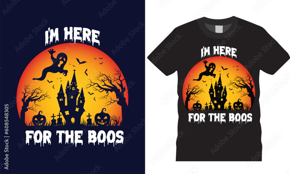 Halloween t-shirt design costume creative   Eye-catching high-quality Illustration Black cat Pumpkin, Scary trendy graphic badge typography quote t-shirt design vector. Ready for print, tee, template