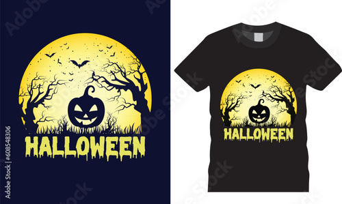Halloween t-shirt design costume creative   Eye-catching high-quality Illustration Black cat Pumpkin, Scary trendy graphic badge typography quote t-shirt design vector. Ready for print, tee, template