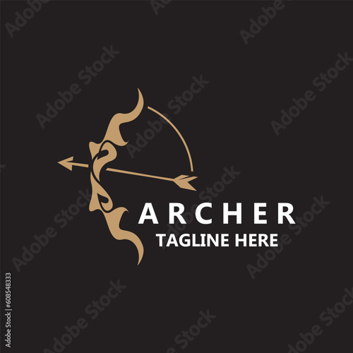 Crossbow logo image archery arrow vector, elegant modern simple icon design template
