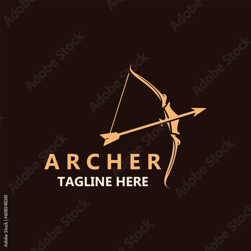 Crossbow logo image archery arrow vector, elegant modern simple icon design template
