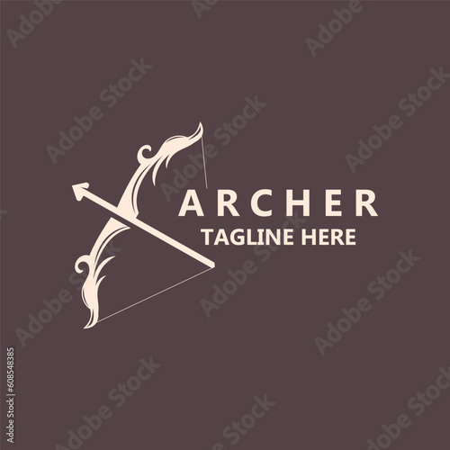 Crossbow logo image archery arrow vector, elegant modern simple icon design template