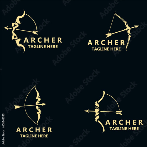 Crossbow logo image archery arrow vector, elegant modern simple icon design template