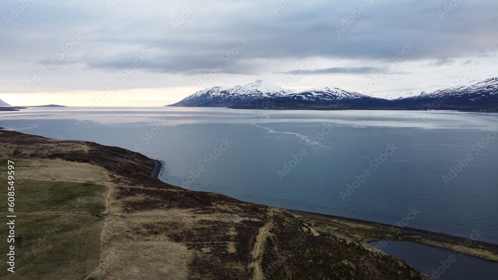 Fototapeta premium Aerial view of the beautiful landscape with the nature of Iceland