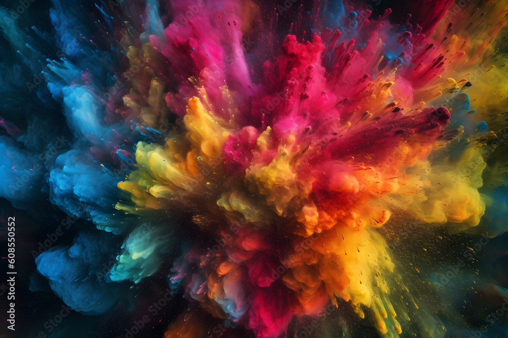 Colourful paint powder explosion