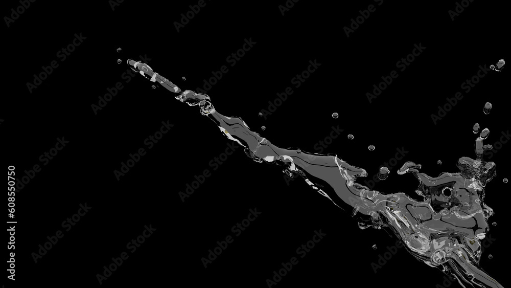 water splashes and waves on black background,3d rendering water splashes and waves on black background,3d rendering