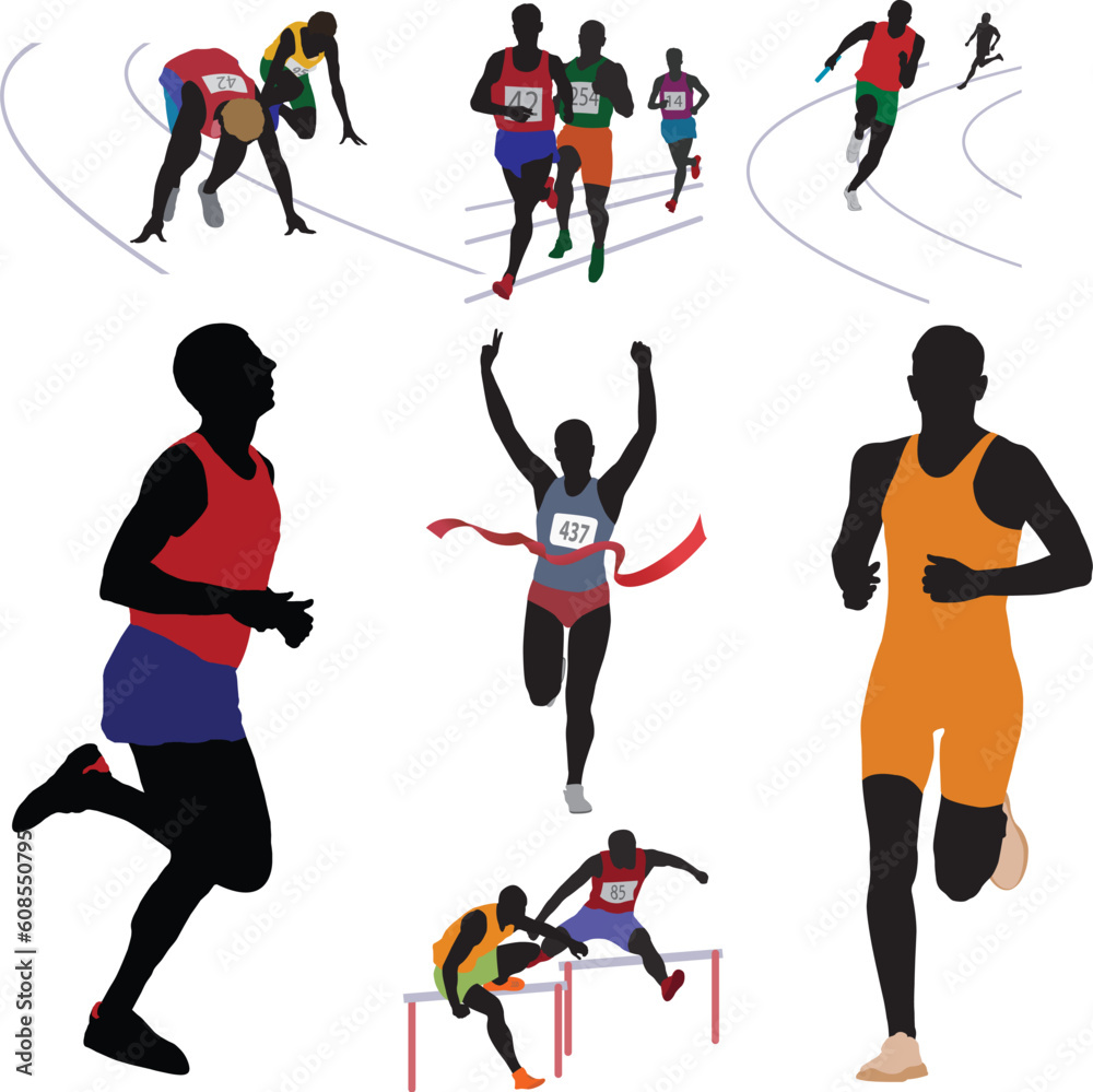 Fototapeta premium Runners. Set. Vector illustration for you design