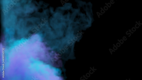 multicolored smoke abstract on black background,Colorful smoke floats in the air.,the movement of smoke in the air, 3d rendering.