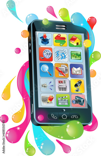 Funky modern mobile phone smartphone jelly bubble concept