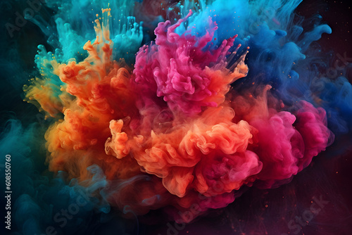 Colourful paint powder explosion