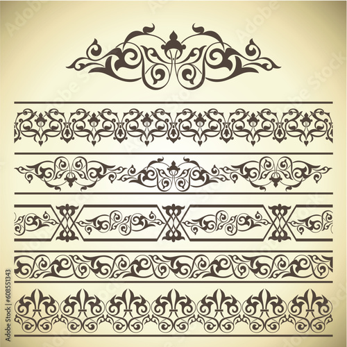 Calligraphic design elements and page decoration set