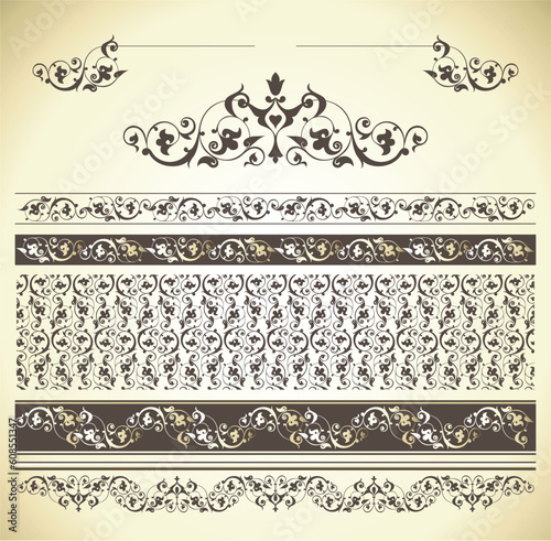 Calligraphic design elements and page decoration set