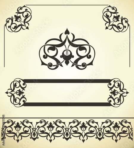 Calligraphic design elements and page decoration set
