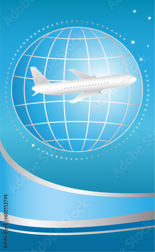 blue cover for ticket international flying plane