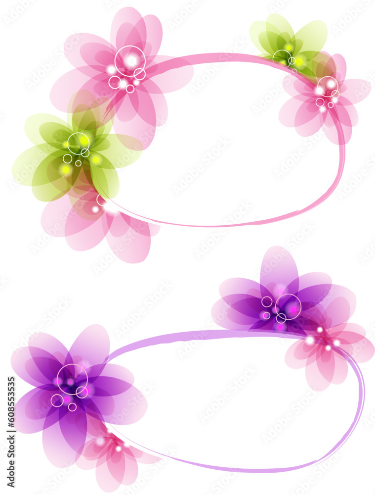 abstract floral banner with pink and violet flowers