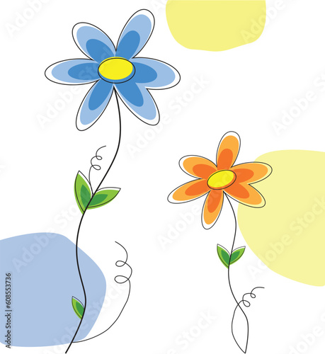 Cute summer spring colorful daisies flowers