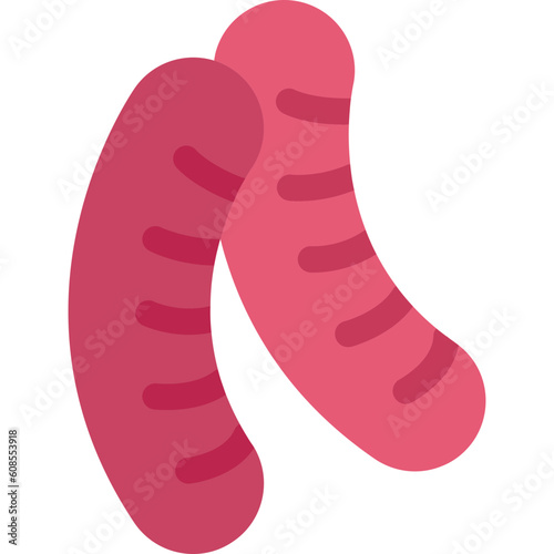 grilled sausages flat icon