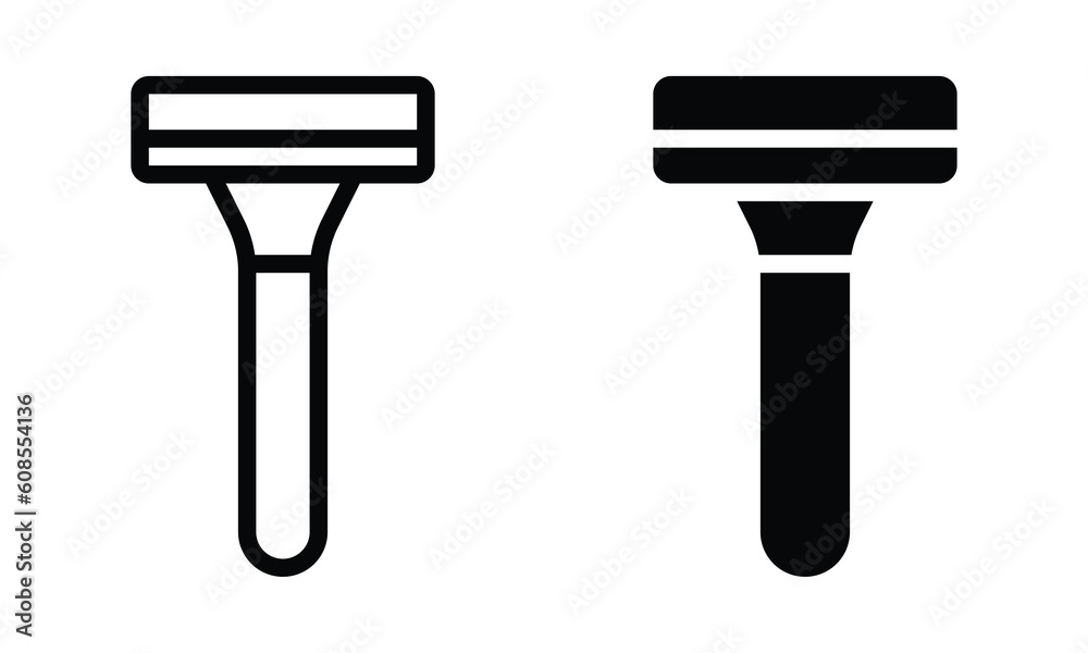 Razor icon with outline and glyph style. Razor icon with outline and glyph style.