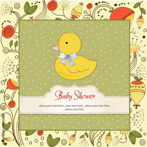 welcome baby card with duck