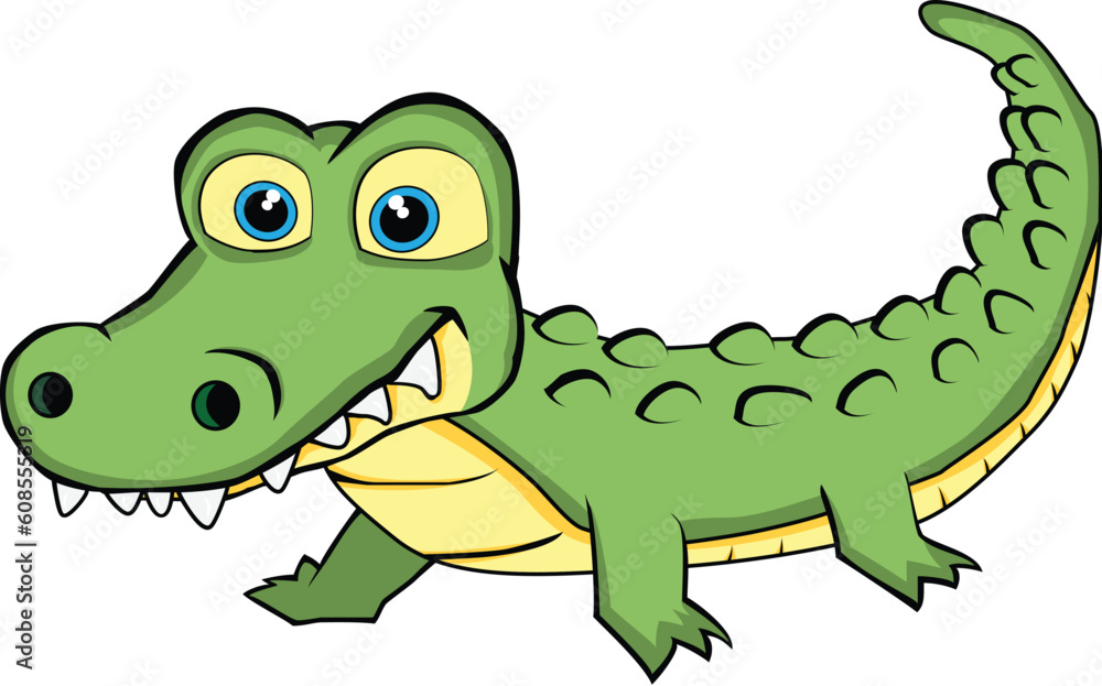 Fototapeta premium Vector Illustration of a Cute Looking Crocodile. No gradient.