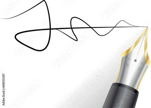 illustration of a fountain pen with signature