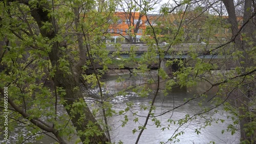 Thornapple river ada michigan river ada covered bridge wooden bridge michigan 4k footage
 photo