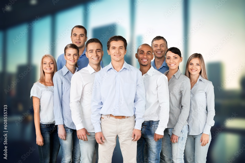 Diverse team of business employees in office, Diverse team of business employees in office,