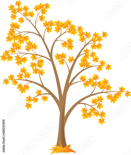 Vector deciduous tree, isolated on a white background.