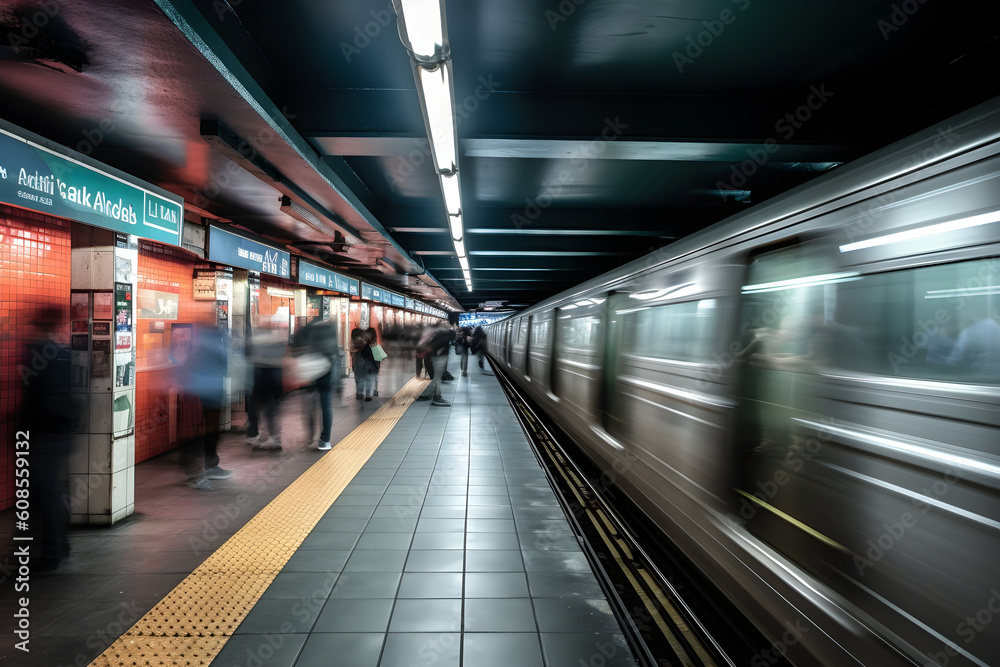 busy subway station long exposure