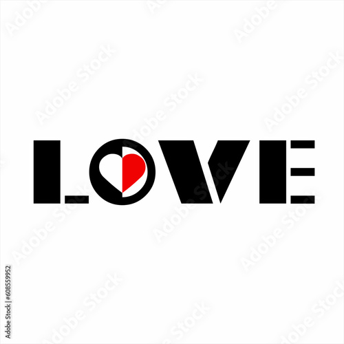 Free Download Love. Love word illustration design with abstract heart symbol on letter O. - GFXLoad