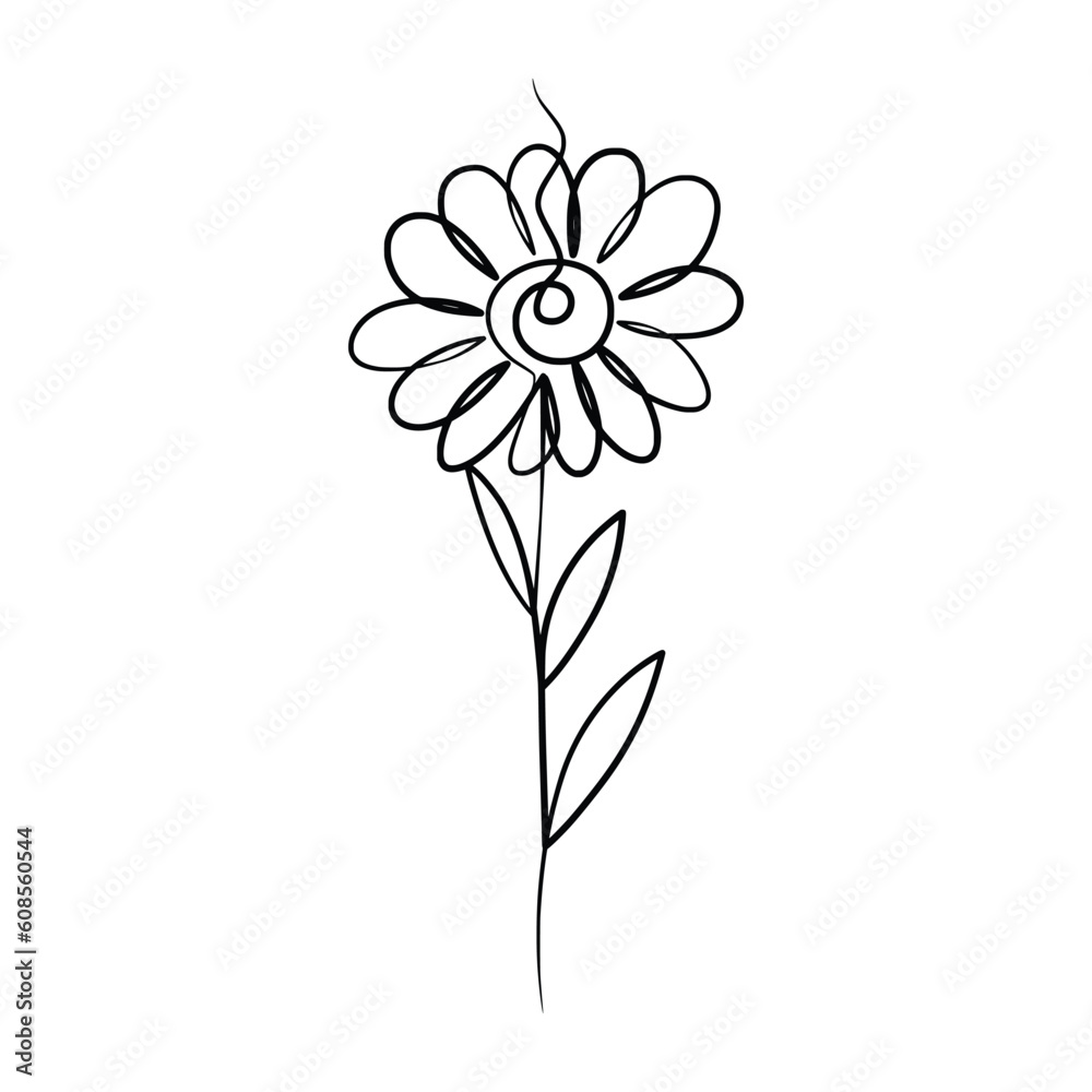 Continuous one line art drawing of beauty daisy flower Continuous one line art drawing of beauty daisy flower