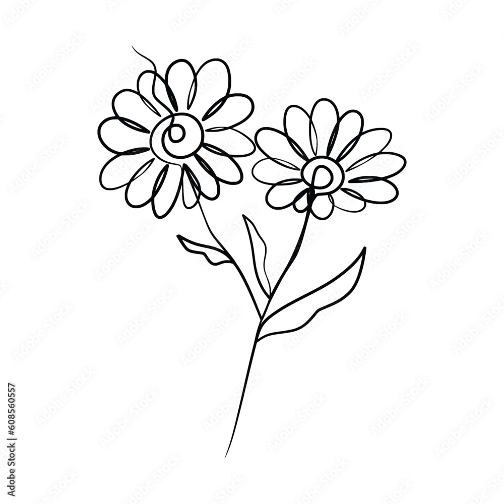 Continuous one line art drawing of beauty daisy flower