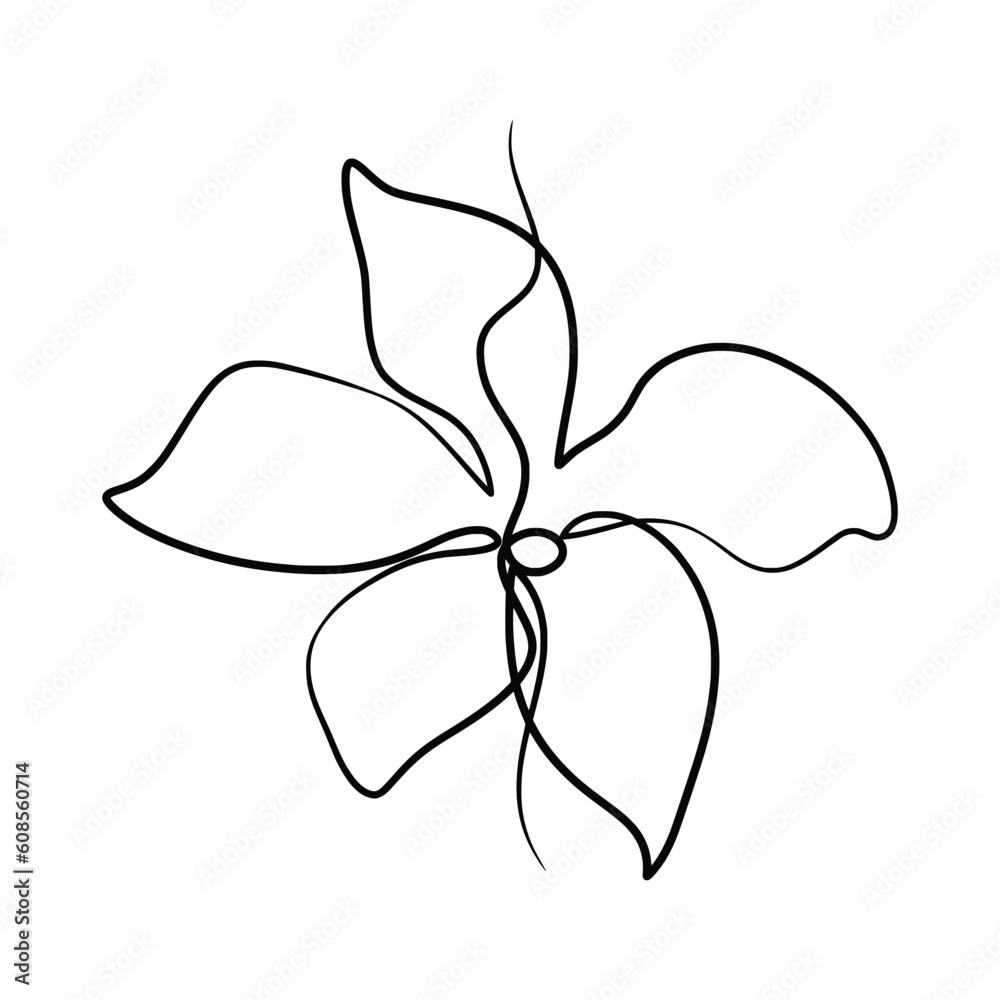 Continuous one line art drawing of beauty jasmine flower Continuous one line art drawing of beauty jasmine flower