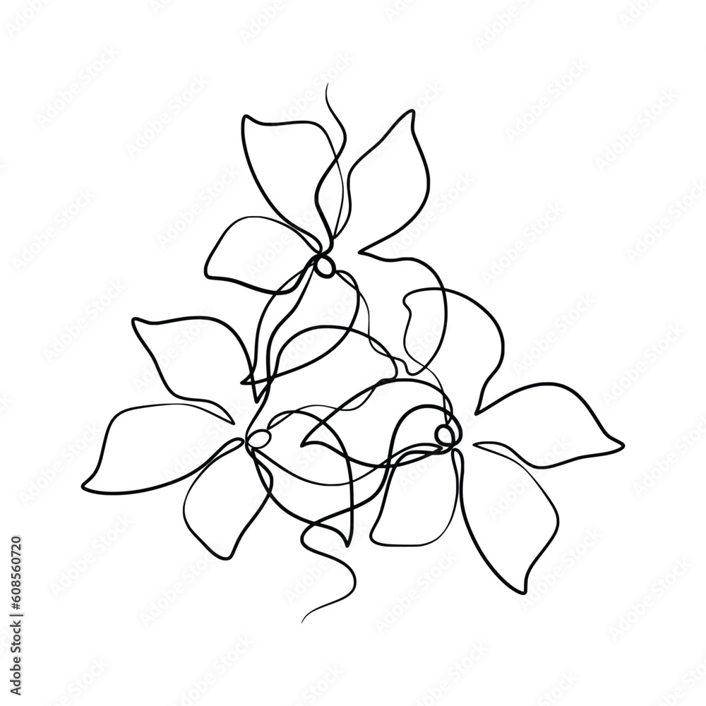 Continuous one line art drawing of beauty jasmine flower Continuous one line art drawing of beauty jasmine flower