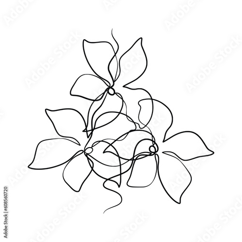 Continuous one line art drawing of beauty jasmine flower