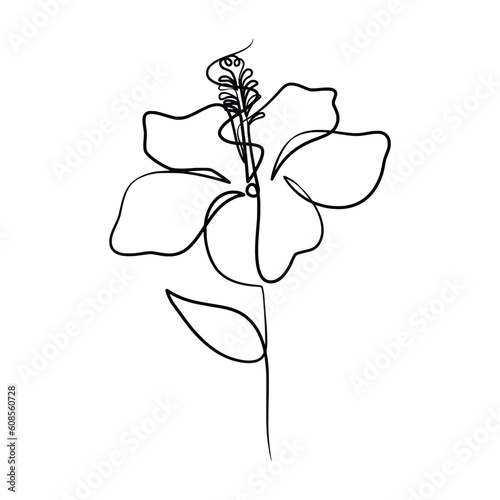Continuous one line art drawing of beauty hibiscus flower