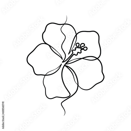 Continuous one line art drawing of beauty hibiscus flower