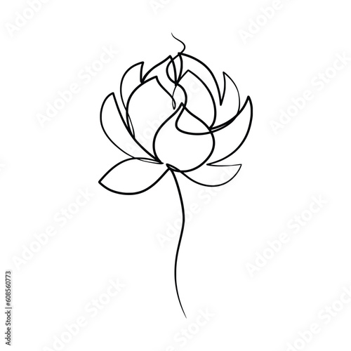 Continuous one line art drawing of beauty lotus flower