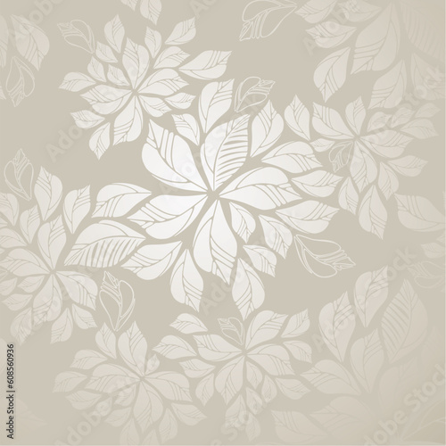 Seamless silver leaves wallpaper. This image is a vector illustration. © Designpics