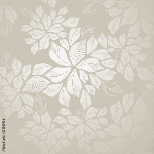 Seamless silver leaves wallpaper. This image is a vector illustration.