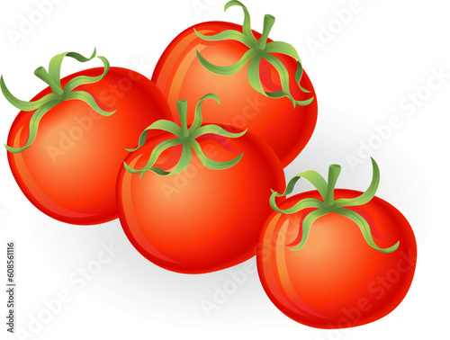 Illustration of a group of fresh tasty tomatos