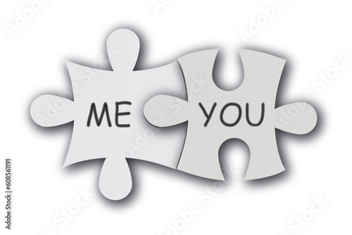 Paper jigsaw puzzle as love symbol. Cute valentine background.