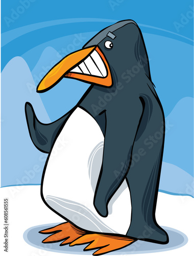cartoon illustration of funny emperor penguin